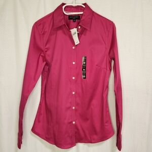 Banana Republic Non-Iron Button-Up Shirt – Size 6 – Fuchsia Pink – NWT